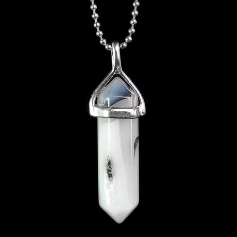 Grey Agate Gemstone Pendant Necklace